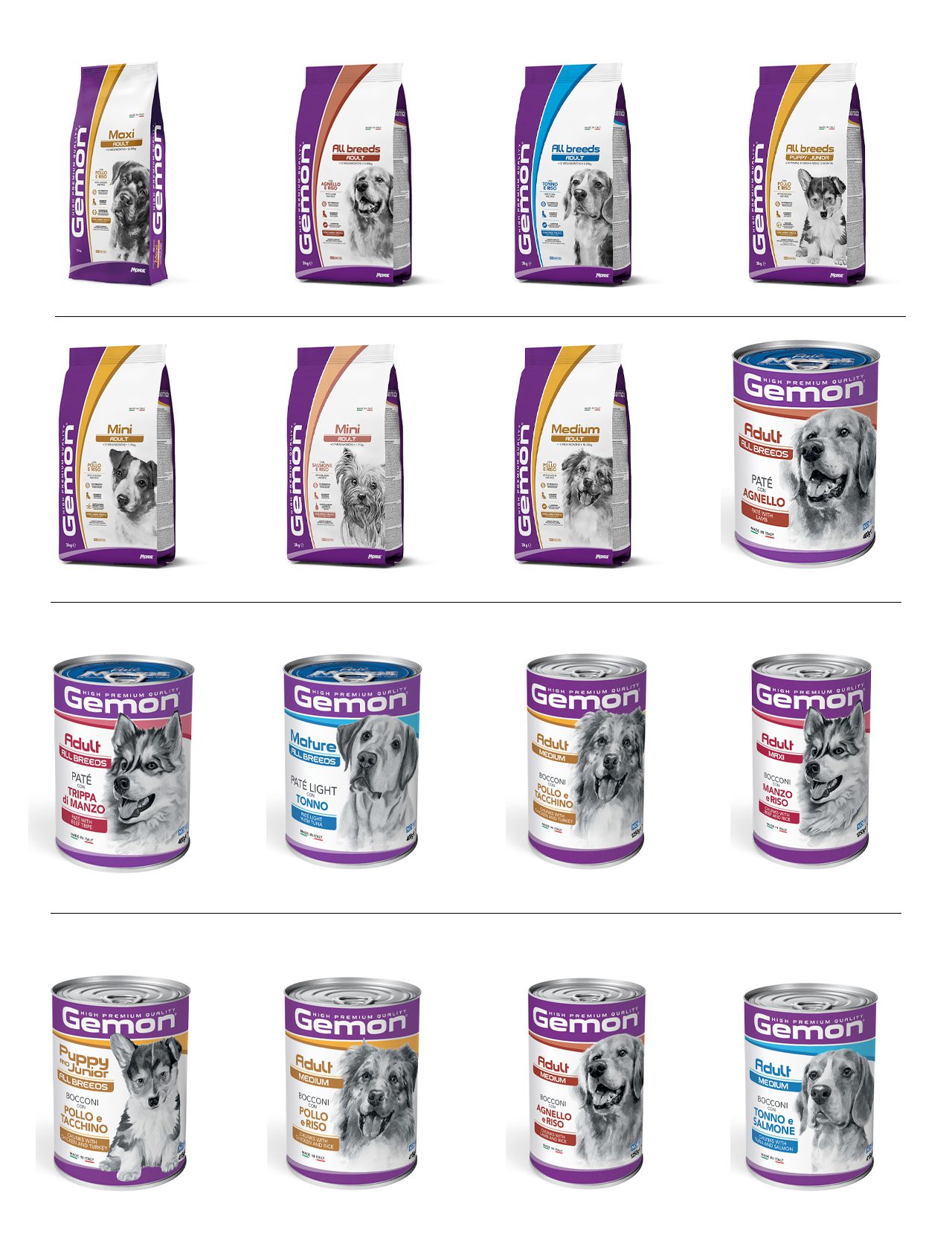 Alimenti per cani linea Gemon di Monge